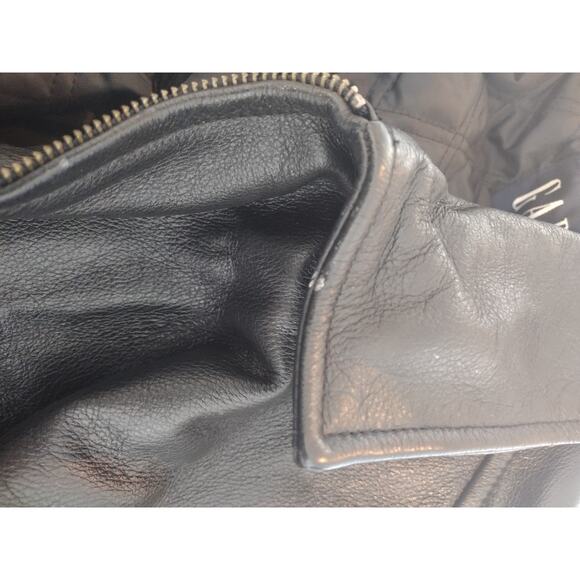 Vintage GAP Full Zip Leather Jacket Men’s XL Black Quilt Lined Bomber Y2K 90s - Picture 11 of 12